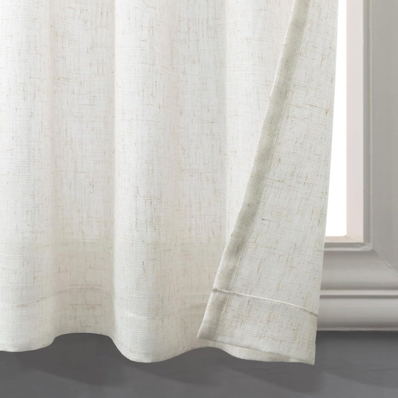 Pitalk Kitchen Curtains 24 Inch Length 2 Panel Back Tab Pocket Natural Linen Light Filtering Sheer Short Curtain for Small Window Opaque Privacy Ivory Tier Curtain for Bedroom Living Room 30x24 Cream Colored - Image 5